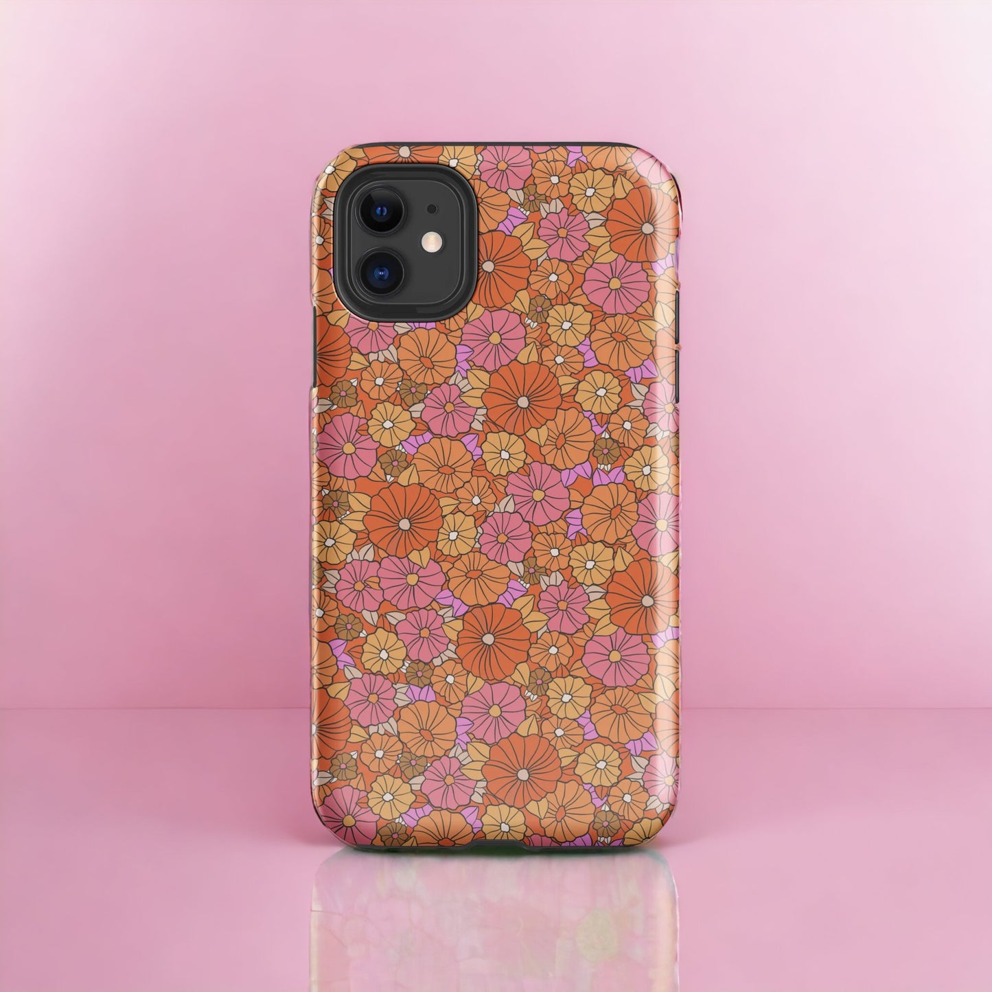 Pink & Orange Flowers iPhone Case